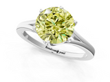 White gold Fancy Yellow Round  Solitaire Diamond Ring with Six-Prong Setting and Tapered Band_1