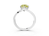 White gold Fancy Yellow Round  Solitaire Diamond Ring with Six-Prong Setting and Tapered Band_3
