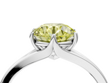 White gold Fancy Yellow Round  Solitaire Diamond Ring with Six-Prong Setting and Tapered Band_4