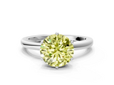 White gold Fancy Yellow Round  Solitaire Diamond Ring with Six-Prong Setting on a Classic Band