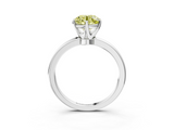 White gold Fancy Yellow Round  Solitaire Diamond Ring with Six-Prong Setting on a Classic Band_3