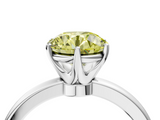 White gold Fancy Yellow Round  Solitaire Diamond Ring with Six-Prong Setting on a Classic Band_4