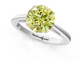 White gold Fancy Yellow Round  Solitaire Diamond Ring with Split Shank and Four-Prong Setting_1