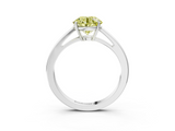 White gold Fancy Yellow Round  Solitaire Diamond Ring with Split Shank and Four-Prong Setting_3