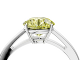 White gold Fancy Yellow Round  Solitaire Diamond Ring with Split Shank and Four-Prong Setting_4