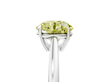 White gold Fancy Yellow Round  Solitaire Diamond Ring with Split Shank and Four-Prong Setting_5