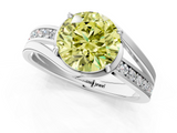 White gold Fancy Yellow Round  Solitaire Diamond Ring with Split Shank and Prong Setting_18