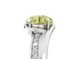 White gold Fancy Yellow Round  Solitaire Diamond Ring with Split Shank and Prong Setting_22