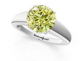 White gold Fancy Yellow Round  Solitaire Diamond Ring with Tapered Band and Four-Prong Setting_32