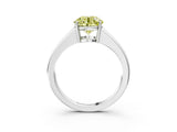 White gold Fancy Yellow Round  Solitaire Diamond Ring with Tapered Band and Four-Prong Setting_32