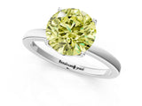 White gold Fancy Yellow Round  Solitaire Diamond Ring with Thin Band and Four-Prong Setting_37