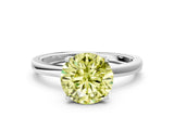 White gold Fancy Yellow Round  Solitaire Diamond Ring with Thin Band and Four-Prong Setting_60