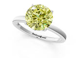 White gold Fancy Yellow Round  Solitaire Diamond Ring with Thin Band and Four-Prong Setting_61