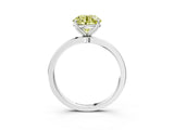 White gold Fancy Yellow Round  Solitaire Diamond Ring with Thin Band and Four-Prong Setting_63