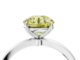 White gold Fancy Yellow Round  Solitaire Diamond Ring with Thin Band and Four-Prong Setting_64