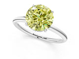 White gold Fancy Yellow Round  Solitaire Diamond Ring with a Classic Band and Four-Prong Setting 1