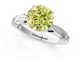 White gold Fancy Yellow Round  Solitaire Diamond Twisted Band with Four-Prong Setting_1