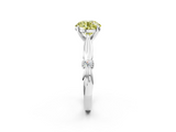 White gold Fancy Yellow Round  Solitaire Diamond Twisted Band with Four-Prong Setting_2