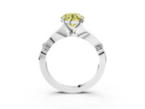White gold Fancy Yellow Round  Solitaire Diamond Twisted Band with Four-Prong Setting_3