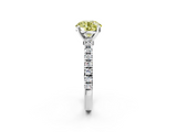 White gold Fancy Yellow Round  Solitaire Diamond with Pavé Band and Four-Prong Setting_2
