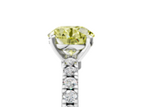 White gold Fancy Yellow Round  Solitaire Diamond with Pavé Band and Four-Prong Setting_5
