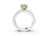 White gold Fancy Yellow Round  Solitaire Diamond with Pave and Channel Set Band_3