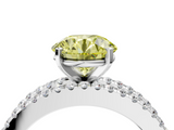 White gold Fancy Yellow Round  Solitaire Diamond with Pave and Channel Set Band_4