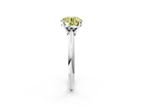 White gold Fancy Yellow Round  Solitaire Engagement Ring with Classic Band and Four-Prong Setting_2
