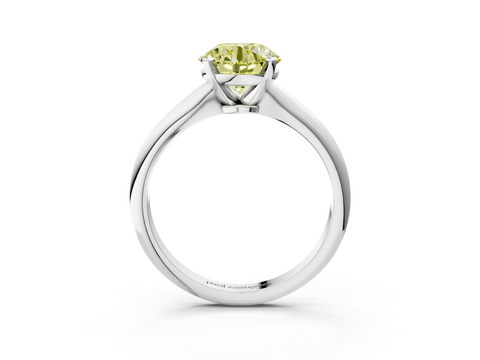 White gold Fancy Yellow Round  Solitaire Engagement Ring with Classic Band and Four-Prong Setting_3