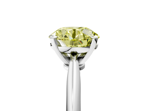 White gold Fancy Yellow Round  Solitaire Engagement Ring with Classic Band and Four-Prong Setting_5