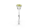 White gold Fancy Yellow Round  Solitaire Engagement Ring with Four-Prong Setting and Classic Band 2