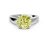 White gold Fancy Yellow Round  Solitaire Engagement Ring with Four-Prong Setting and Tapered Band_3