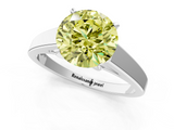 White gold Fancy Yellow Round  Solitaire Engagement Ring with Four-Prong Setting and Tapered Band_4