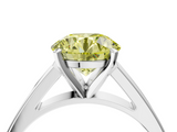White gold Fancy Yellow Round  Solitaire Engagement Ring with Four-Prong Setting and Tapered Band_7