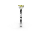 White gold Fancy Yellow Round  Solitaire Engagement Ring with Scrollwork Band and Four-Prong Setting_2