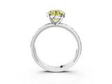 White gold Fancy Yellow Round  Solitaire Engagement Ring with Scrollwork Band and Four-Prong Setting_3