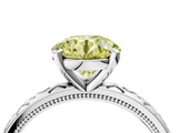 White gold Fancy Yellow Round  Solitaire Engagement Ring with Scrollwork Band and Four-Prong Setting_4