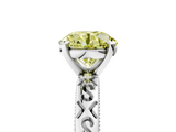 White gold Fancy Yellow Round  Solitaire Engagement Ring with Scrollwork Band and Four-Prong Setting_5