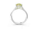 White gold Fancy Yellow Round  Solitaire Engagement Ring with Six-Prong Setting and Classic Band 4