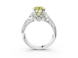 White gold Fancy Yellow Round  Solitaire Filigree Engagement Ring with Halo and Prong Setting_3