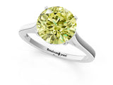 White gold Fancy Yellow Round  Solitaire Heart Prong Engagement Ring with Tapered Band_60