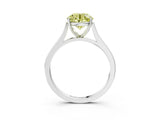 White gold Fancy Yellow Round  Solitaire Heart Prong Engagement Ring with Tapered Band_62