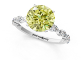 White gold Fancy Yellow Round  Solitaire Marquise Side Stone Prong Setting Ring_1
