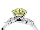 White gold Fancy Yellow Round  Solitaire Marquise Twist Band with Six-Prong Setting_4