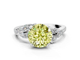 White gold Fancy Yellow Round  Solitaire Marquise Twist Band with Six-Prong Setting