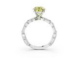 White gold Fancy Yellow Round  Solitaire Milgrain Diamond Engagement Ring with Bezel and Marquise Band_3