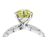 White gold Fancy Yellow Round  Solitaire Milgrain Diamond Engagement Ring with Bezel and Marquise Band_4