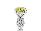 White gold Fancy Yellow Round  Solitaire Milgrain Diamond Engagement Ring with Bezel and Marquise Band_5