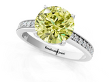 White gold Fancy Yellow Round  Solitaire Pavé Band Prong Setting Ring_1