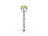White gold Fancy Yellow Round  Solitaire Pavé Band Prong Setting Ring_2